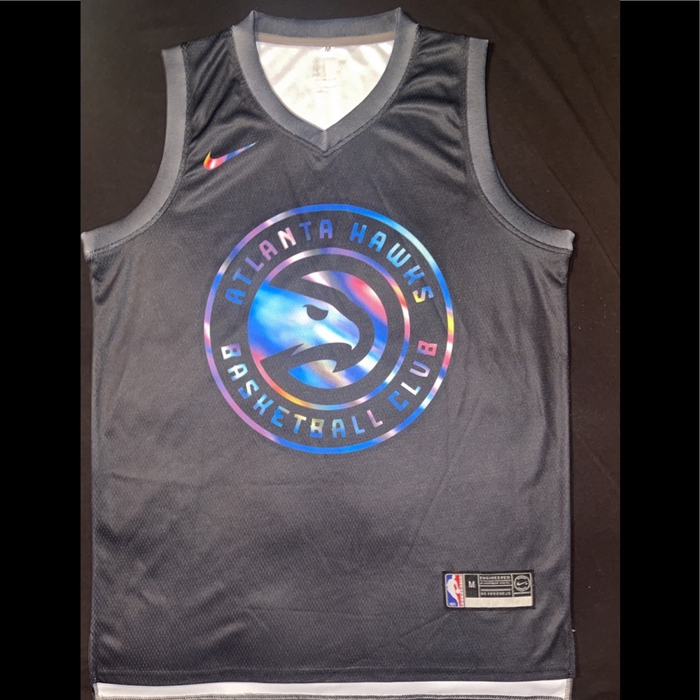 Trae Young Atlanta Hawks No.11 Jersey Iridescent Holographic Black 2021